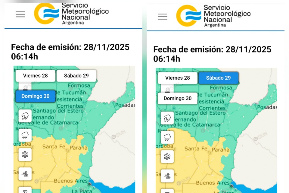 Emitieron alerta amarilla por lluvias y tormentas para este sábado y domingo