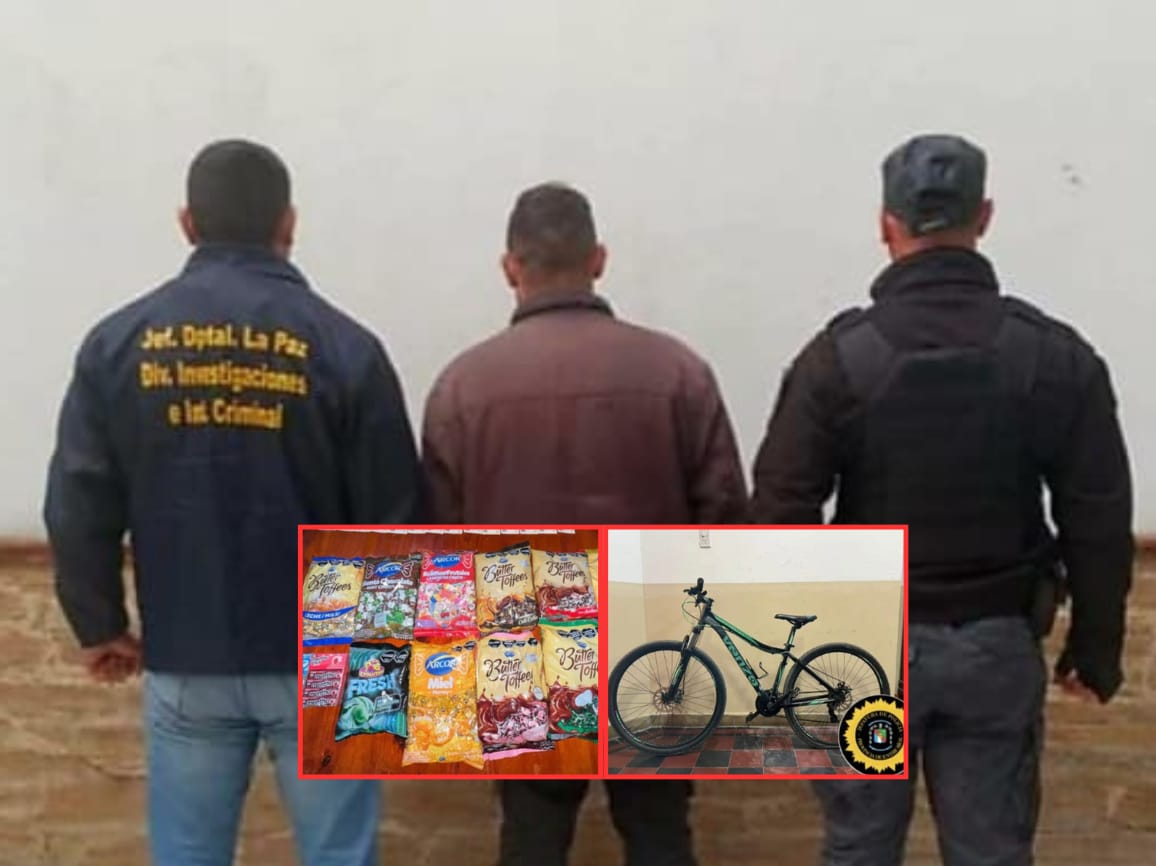 Sustrajo golosinas de un camión de reparto y huyó en una bici robada