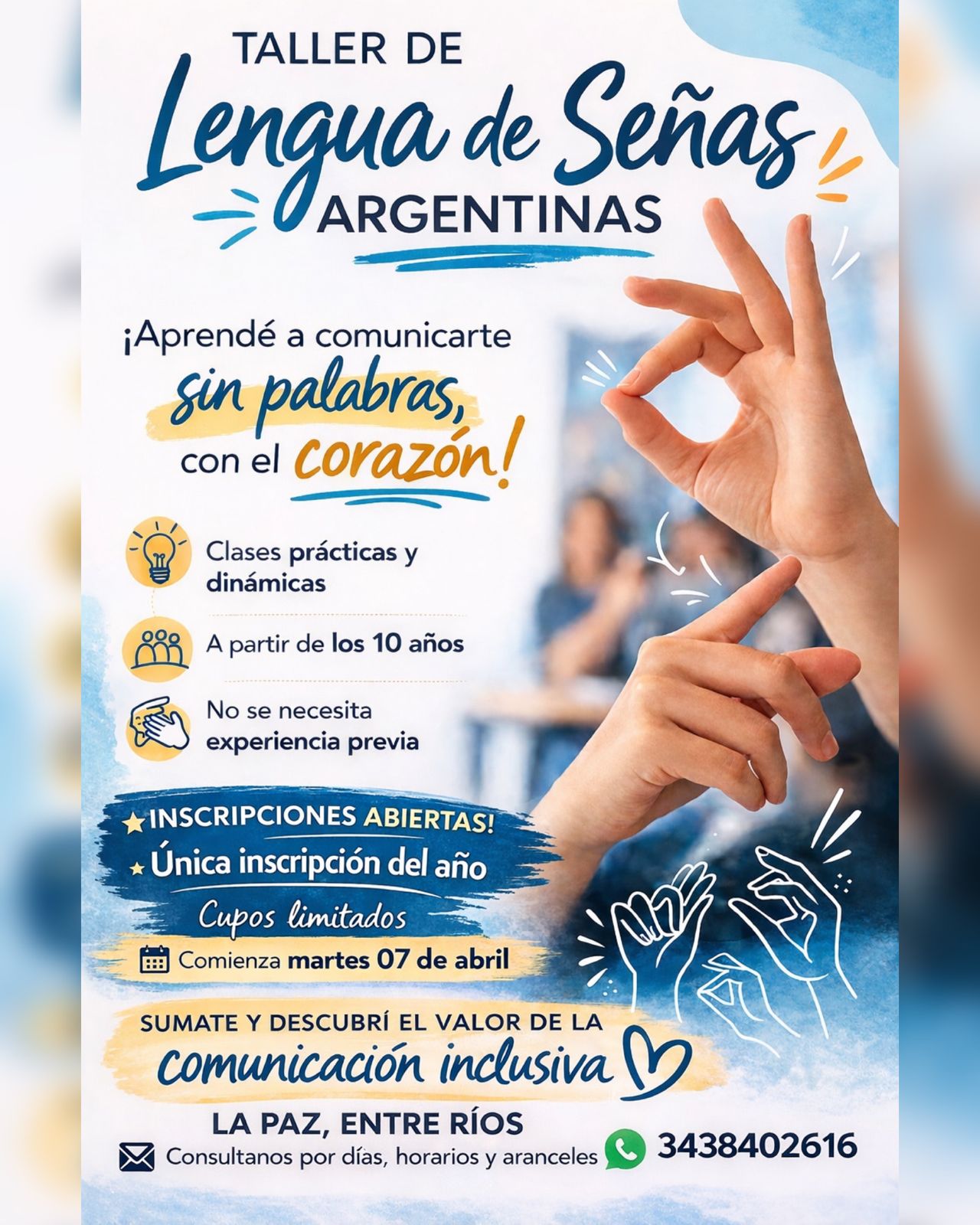 Abren inscripciones para un taller de Lengua de Señas Argentinas en La Paz