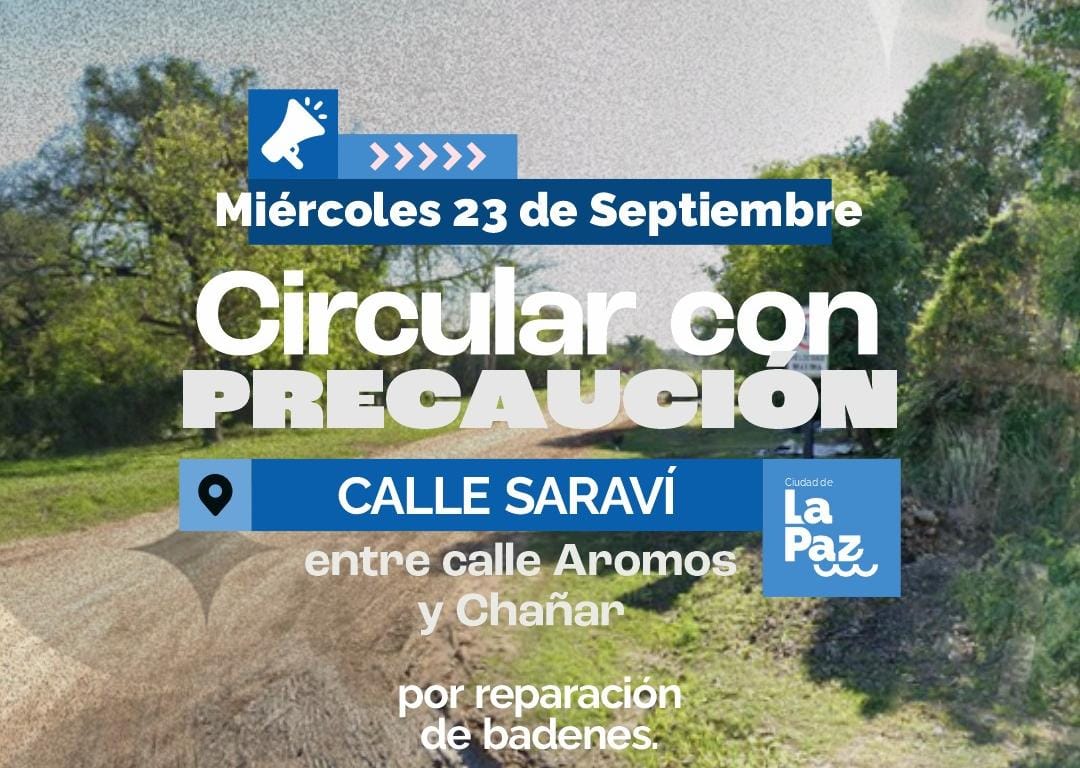 Realizarán trabajos de reparación de badenes sobre calle Saraví